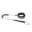 ION Wing SUP Board Leash Core Coiled Knee 2026, schwarze Manschette mit grauem Spiralseil und Handschlaufe, Gesamtansicht
