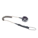 ION SUP Leash Tec Coiled Ankle 2026, aufgerollte Verbindung mit Knöchelmanschette und Handschlaufe, grau-schwarz