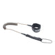 ION SUP Leash Core Coiled Ankle 2026, grau-schwarze Spiralseil-Fußschlaufe mit Neopren-Fußmanschette, Draufsicht
