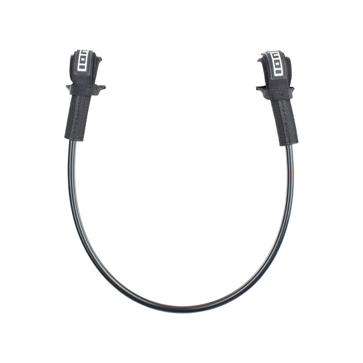 ION Windsurf Harness Line Fix Pro 2026, schwarzes Verbindungsseil mit gepolsterten Enden, Frontalansicht