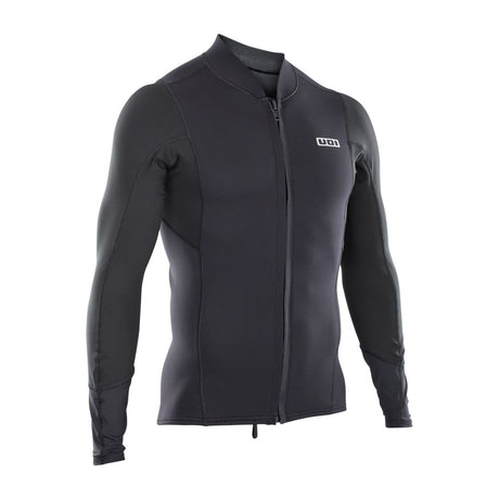 ION Neo Zip Top 2/1 LS Herren Neoprenanzug in Schwarz mit durchgehendem Reißverschluss, Vorderansicht