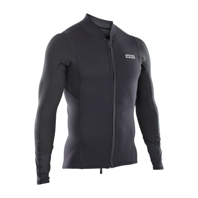 ION Neo Zip Top 2/1 LS Herren Neoprenanzug in Schwarz mit durchgehendem Reißverschluss, Vorderansicht