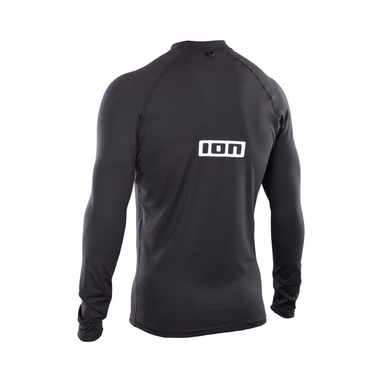 ION Promo Rashguard 2026 schwarzer Neopren-Badeshirt mit weißem Logo, Frontalansicht