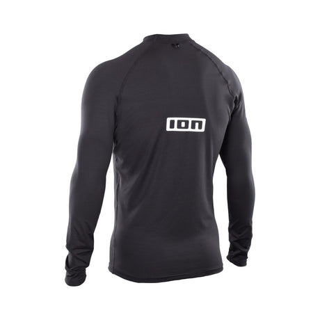 ION Promo Rashguard 2026 schwarzer Neopren-Badeshirt mit weißem Logo, Frontalansicht