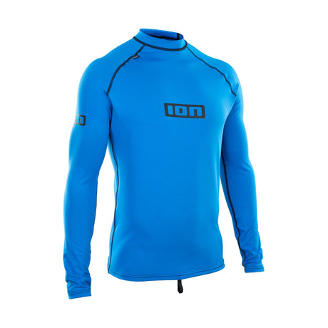ION Promo Rashguard 2026, blau, Langarm-Badeshirt mit Rollkragen und ION-Logo, Frontalansicht