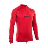 ION Promo Rashguard 2026 rot mit Langarm, Frontansicht des UV-Schutz Funktionsshirts aus elastischem Material