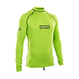ION Promo Rashguard 2026 neongrün mit langen Ärmeln, Rollkragen und ION-Logo, Frontansicht