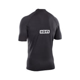 ION Promo Rashguard 2026 schwarzes Funktionsshirt mit weißem Logo, Kurzarm, Frontalansicht