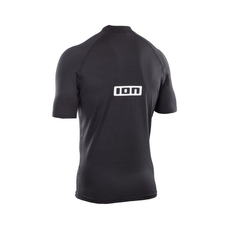 ION Promo Rashguard 2026 schwarzes Funktionsshirt mit weißem Logo, Kurzarm, Frontalansicht