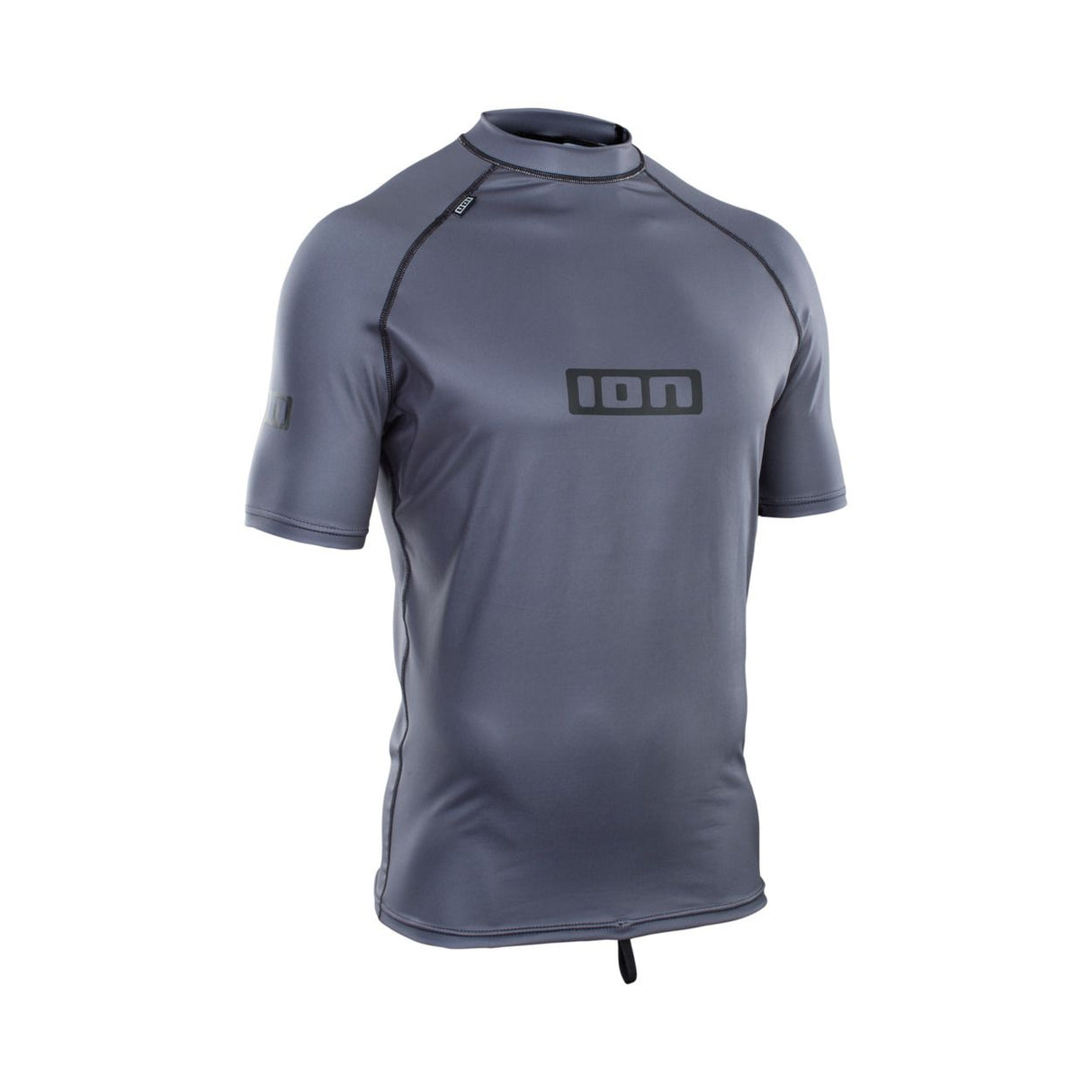 ION Promo Rashguard 2026 in Grau, Kurzarm-Shirt aus Funktionsmaterial mit ION-Logo, Frontalansicht