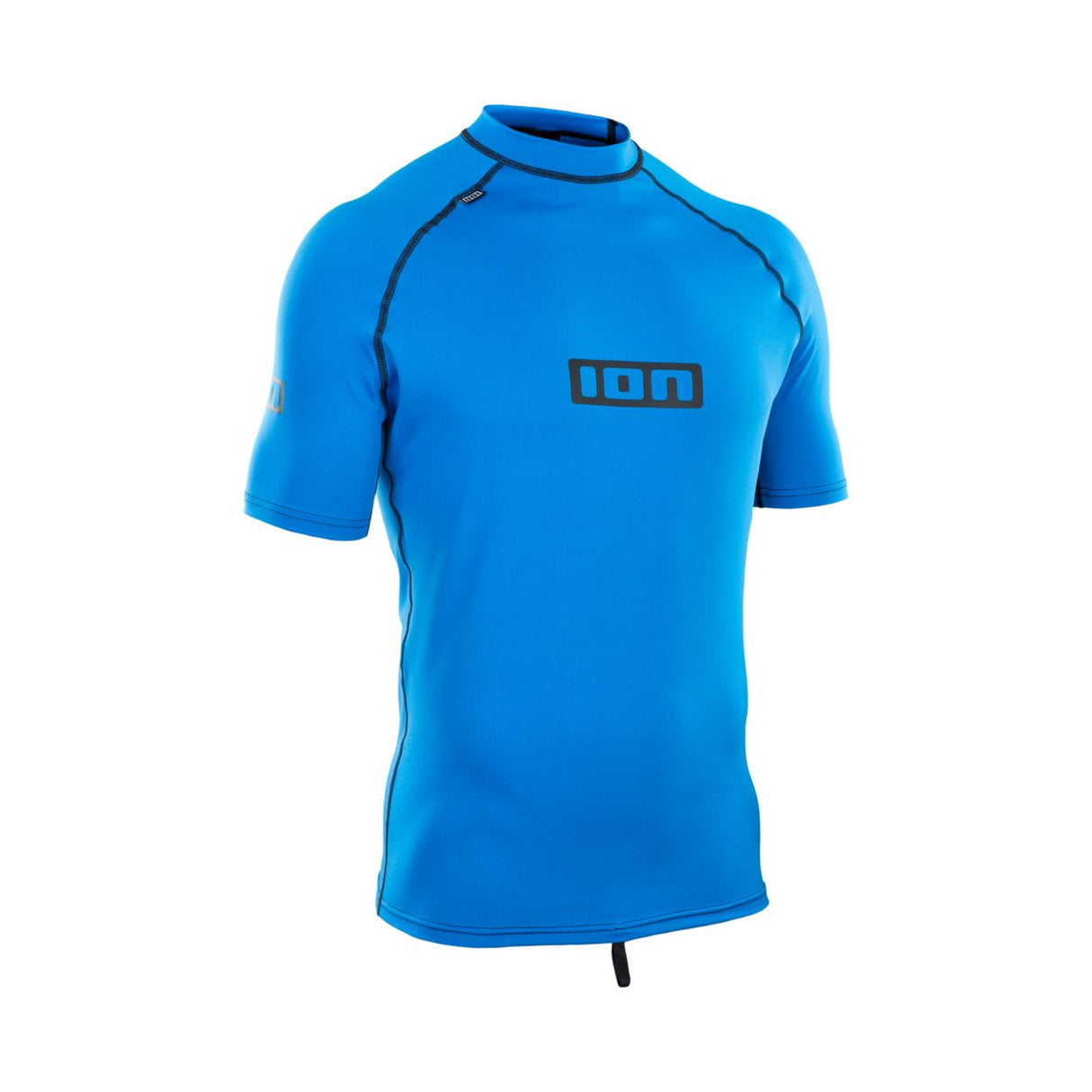 ION Promo Rashguard 2026 in Blau, Kurzarm-Badeshirt mit UV-Schutz, Frontansicht