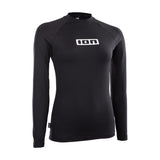 ION Rashguard Promo LS Women schwarz, Langarmshirt mit weißem Logo, Frontansicht