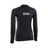 ION Rashguard Promo LS Damen schwarz mit weißem ION-Logo, Frontansicht