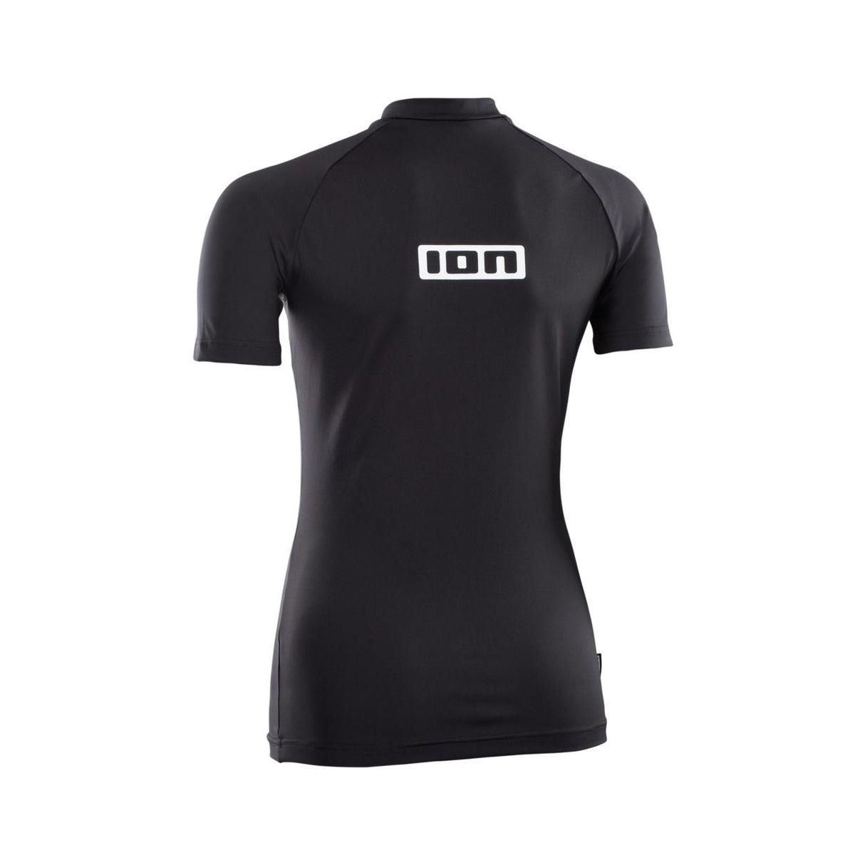 ION Rashguard Promo 2026 Damen schwarz Kurzarm Frontansicht mit ION Logo Wassersport Funktionsshirt