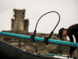 ION Wing Harness Line 2026 Kiteboarding-Leine türkis mit schwarzen Verbindungselementen, Detail-Nahaufnahme