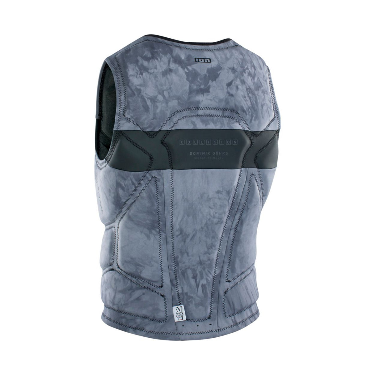 ION Collision Schutzweste Select Front Zip 2026, blau gemustert, Frontal-Ansicht, mit Reißverschluss und Schutzpolsterung