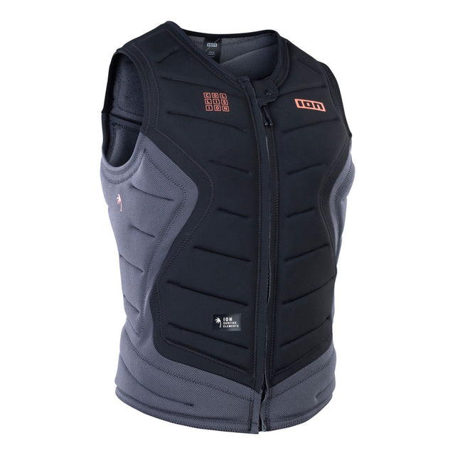 ION Collision Schutzweste Select Front Zip 2026 in Schwarz-Grau mit Frontreißverschluss, Frontansicht