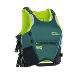 ION Booster X Vest Side Zip 2026 Wassersportweste Petrol Neongelb Frontansicht mit Seitenreißverschluss