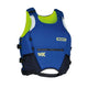 ION Booster X Vest Side Zip 2026 in Blau mit Neongelb, Frontalansicht, Neopren-Weste mit Seitlichem Reißverschluss