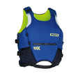 ION Booster X Vest Side Zip 2026 in Blau mit Neongelb, Frontalansicht, Neopren-Weste mit Seitlichem Reißverschluss