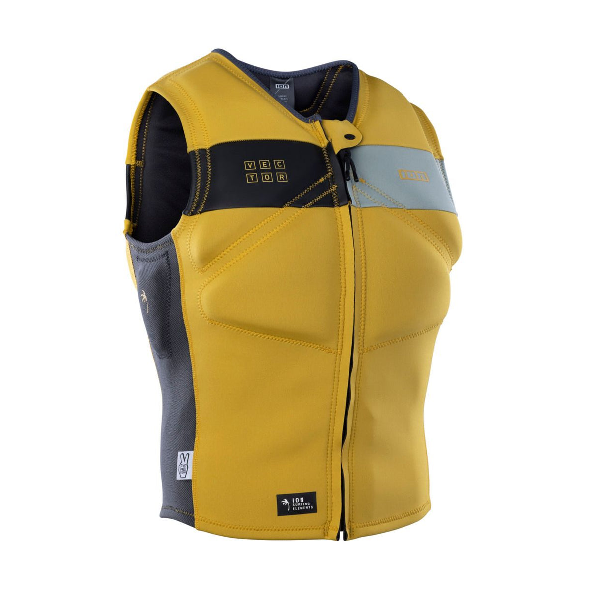 ION Vector Vest Amp Junior 2024 Gelb Schwarz Frontreißverschluss Prallschutzweste Vorderansicht