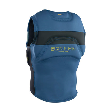 ION Vector Vest Amp Junior 2024 in Blau mit schwarzem Streifen, Frontalansicht, ärmellos mit Reißverschluss