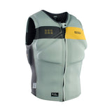 ION Vector Vest Amp Front Zip 2023, hellgrau mit schwarzen und gelben Akzenten, Neopren-Prallschutzweste mit Frontreißverschluss, Frontansicht