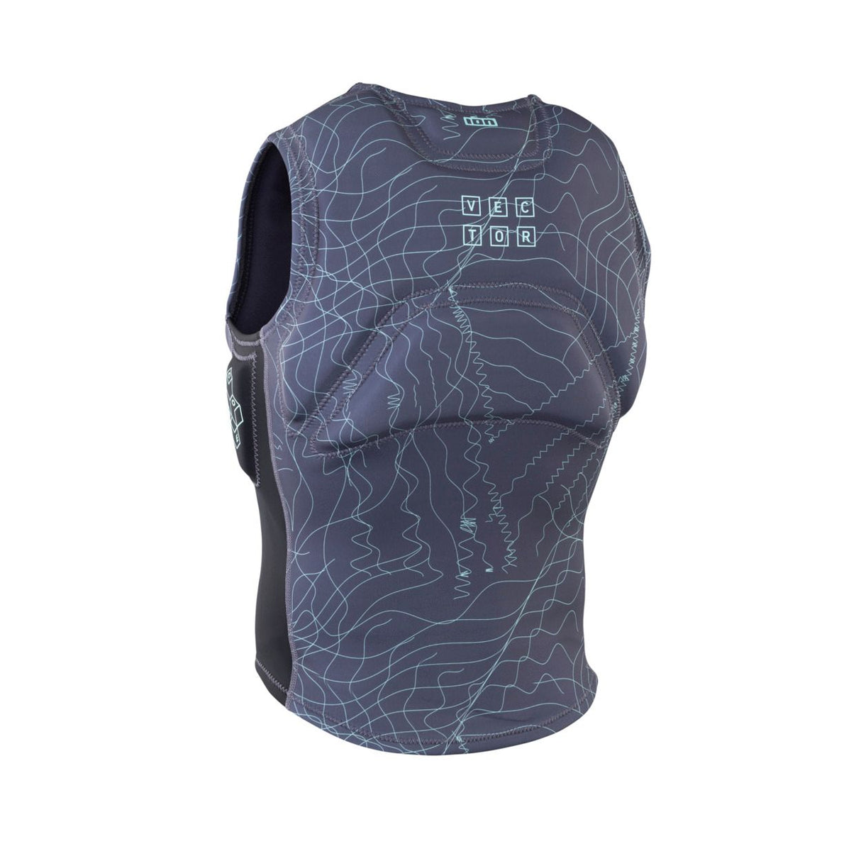 ION Vector Vest Core Front Zip Herren 2024 in Dunkelblau mit Topographischem Muster, Frontansicht