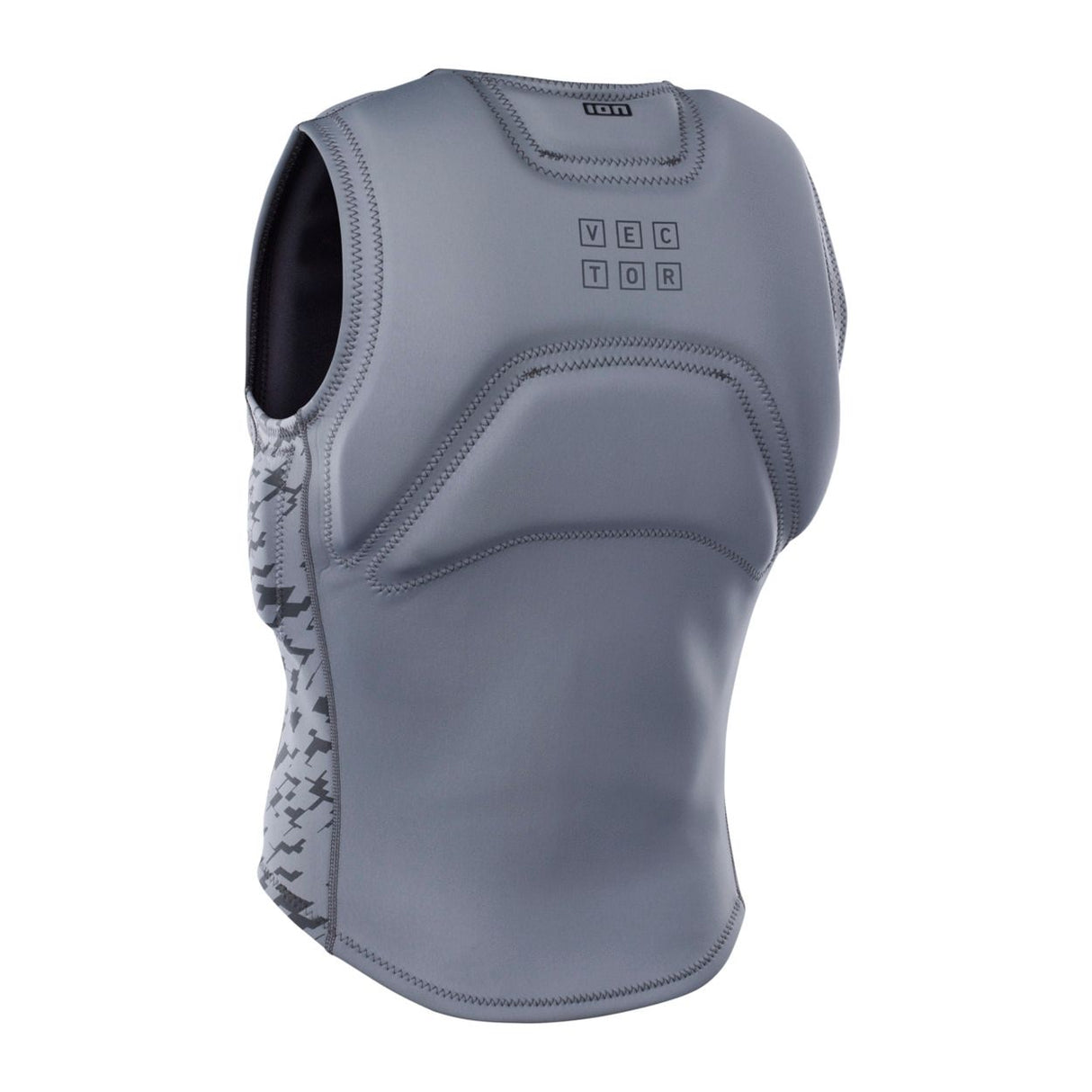 ION Vector Vest Core Front Zip Herren 2024, graues Neopren-Schutzweste mit Frontreißverschluss, Frontansicht