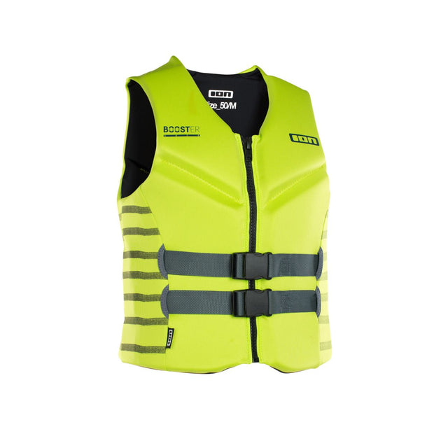 ION Booster Vest 50N neongelb mit Frontreißverschluss, Auftriebsweste mit Schnallen, Frontansicht