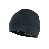 ION Grace Beanie 2026 schwarze Mütze mit Blattmuster, Frontansicht, dehnbares Material mit Nähten