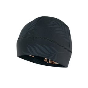 ION Grace Beanie 2026 schwarze Mütze mit Blattmuster, Frontansicht, dehnbares Material mit Nähten