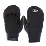 ION Hybrid Gloves 1+2.5 2026 schwarz, Neopren-Handschuhe mit Fäustling-Design, Frontal- und Rückansicht