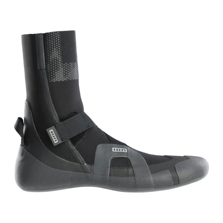 ION Ballistic Boots 3/2 Round Toe 2026, schwarze Neopren-Boots mit strukturiertem Material und Reißverschluss, Seitenansicht