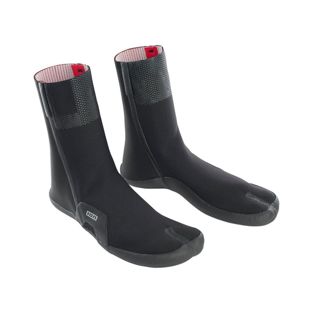 ION Ballistic Socks 3/2 schwarz mit rosa Bündchen, Neoprensocken mit Split-Design, Frontalansicht Paar