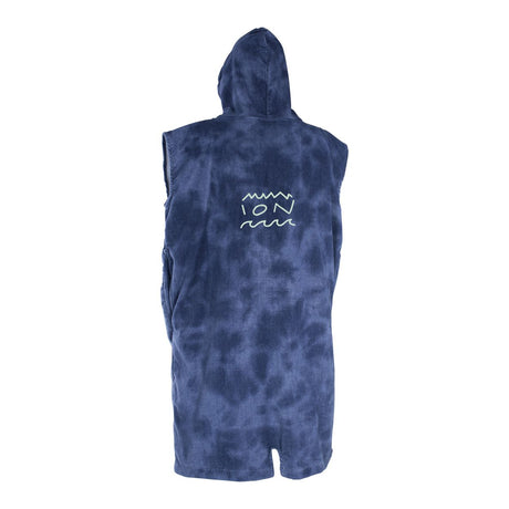 ION Poncho Core 2026 in Marineblau, Frottee-Material mit Kapuze, Rückansicht