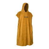 ION Poncho Core 2026 in Goldgelb mit Kapuze, Frontalansicht des Baumwoll-Wechselponchos