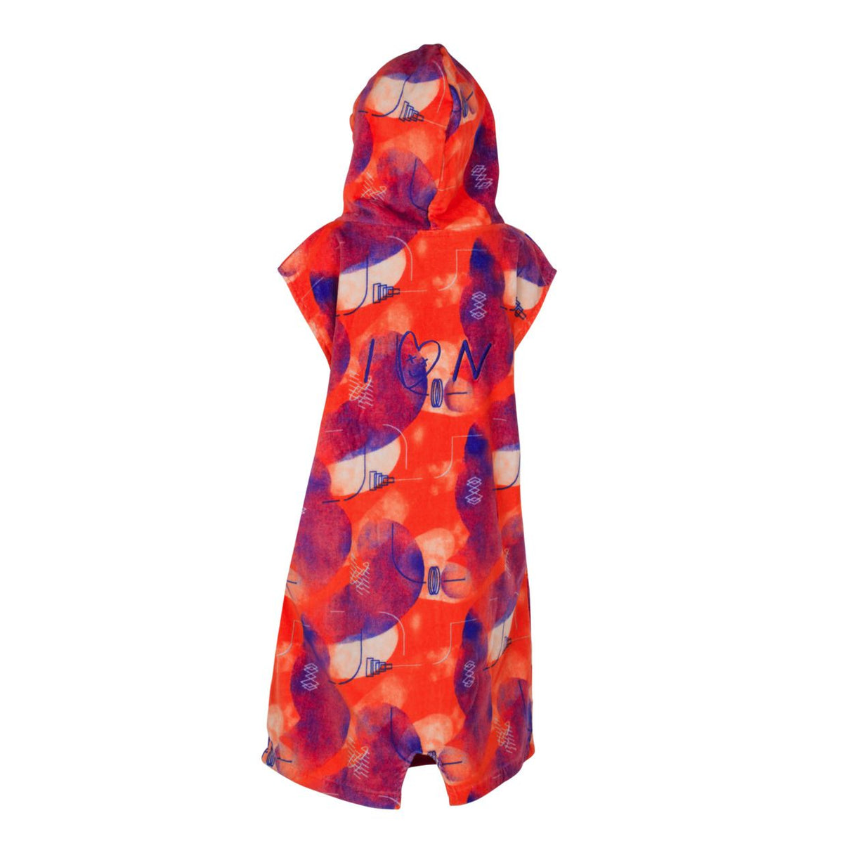 ION Grom 2025 Kinderponcho rot mit Segelprint und Kapuze, Frontansicht