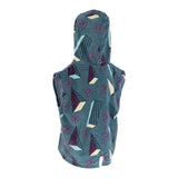 ION Poncho Mini Grom 2024 Kinder-Umhang, Blaugrün mit Blumenmuster und geometrischen Details, Frontalansicht