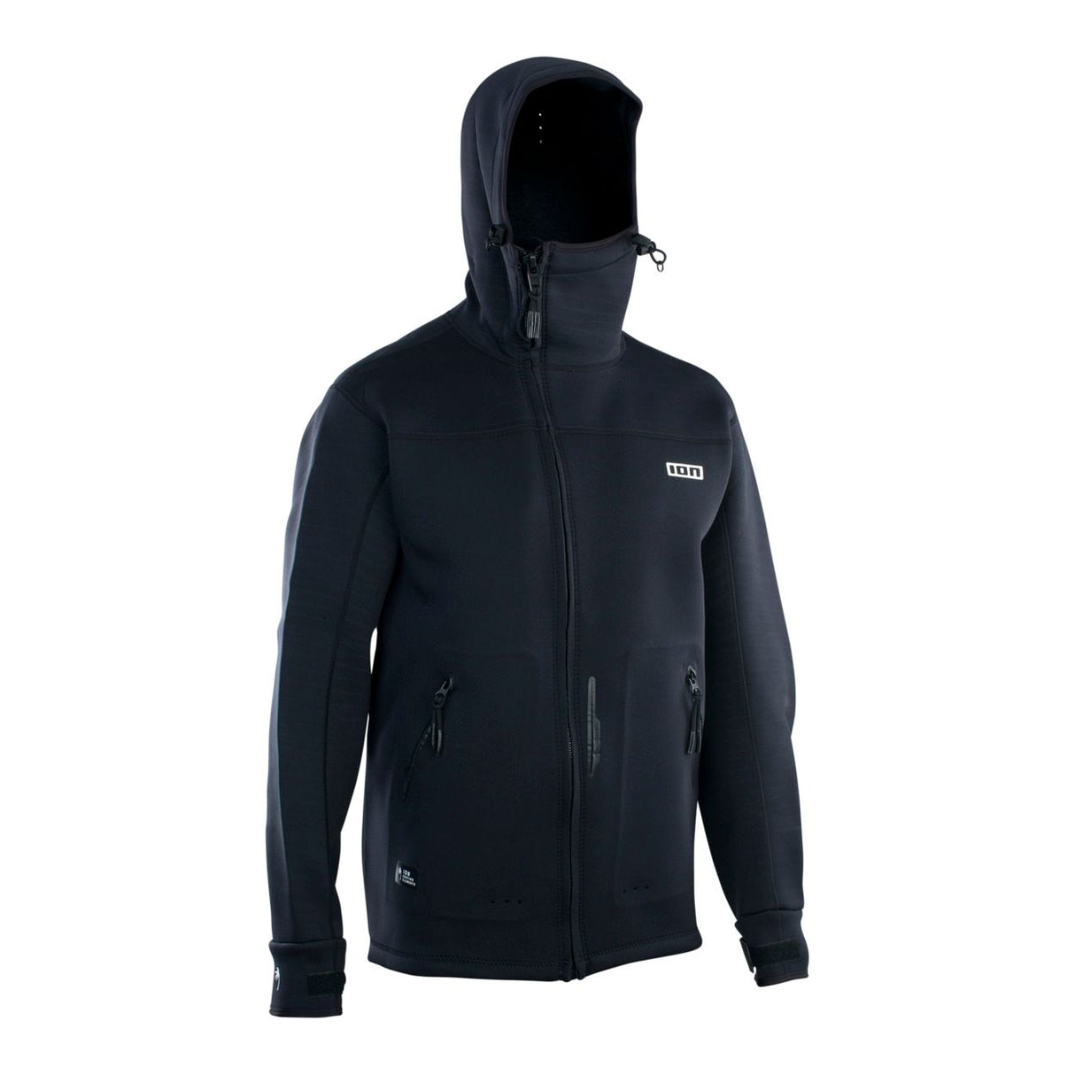 ION Neo Shelter Jacket Amp Herren 2024 in Schwarz mit Kapuze, Frontalansicht