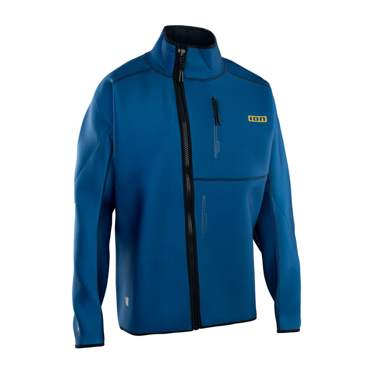 ION Neo Cruise Jacket Herren 2024 in Blau mit Stehkragen, Frontreißverschluss und Brusttasche, Frontansicht