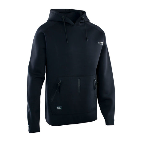 ION Neo Hoody Lite Men 2025 schwarzer Neopren-Hoodie mit Kapuze, Fronttasche und ION-Logo, Vorderansicht