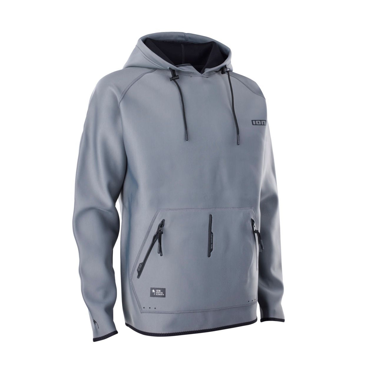 ION Neo Hoody Lite Men 2025 grau, Neopren-Kapuzenpullover mit Reißverschlusstaschen, Frontalansicht