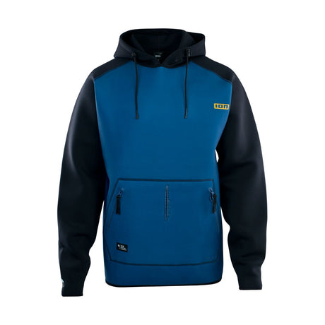 ION Neo Hoody Lite Men 2025, Blau-Schwarz, Neopren-Kapuzenpullover mit Fronttaschen und Logo, Frontalansicht