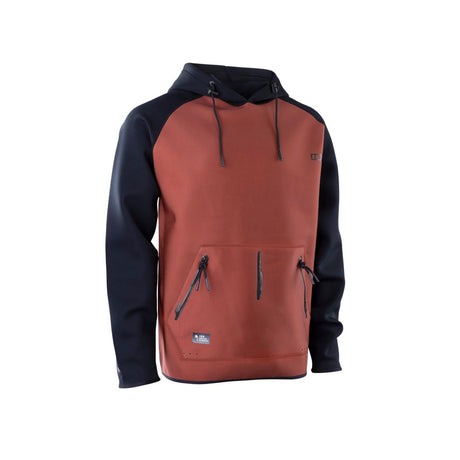 ION Neo Hoody Lite Men 2025 Neopren-Hoodie in Rot und Schwarz mit Kapuze, Frontalansicht