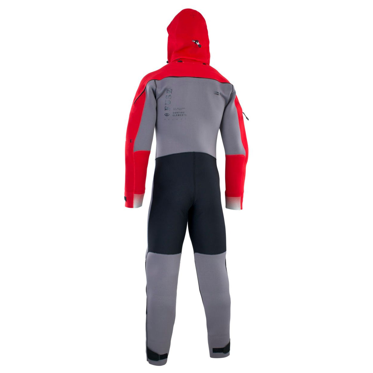 ION Fuse Drysuit 4/3 Back Zip grau rot Neoprenanzug Rückenreißverschluss Rückansicht