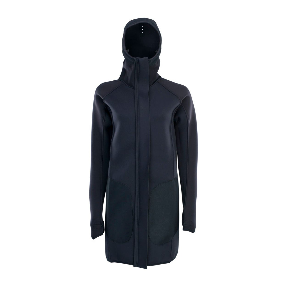 ION Neo Cosy Coat 2026 Damen Jacke dunkelblau mit Kapuze, Frontansicht