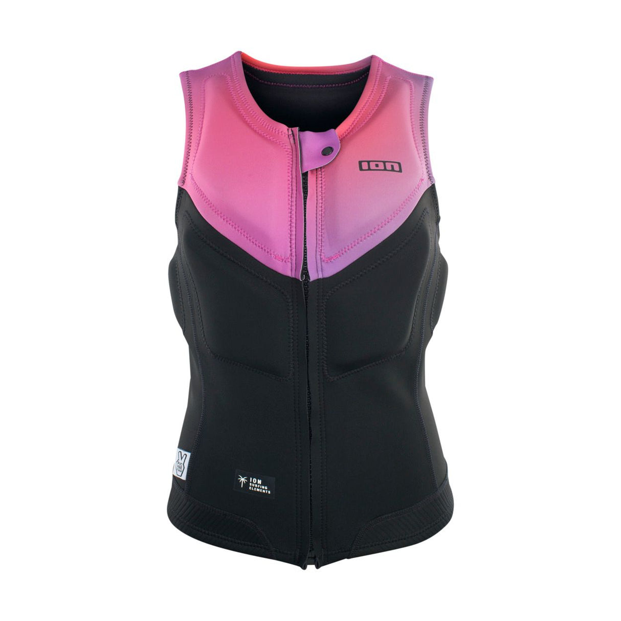 ION Ivy Weste Front Zip 2026 schwarz-pink Neopren Weste mit Frontreißverschluss Frontansicht