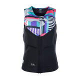 ION Ivy Weste Front Zip 2026 schwarze Neopren-Weste mit farbigem Muster, Frontansicht