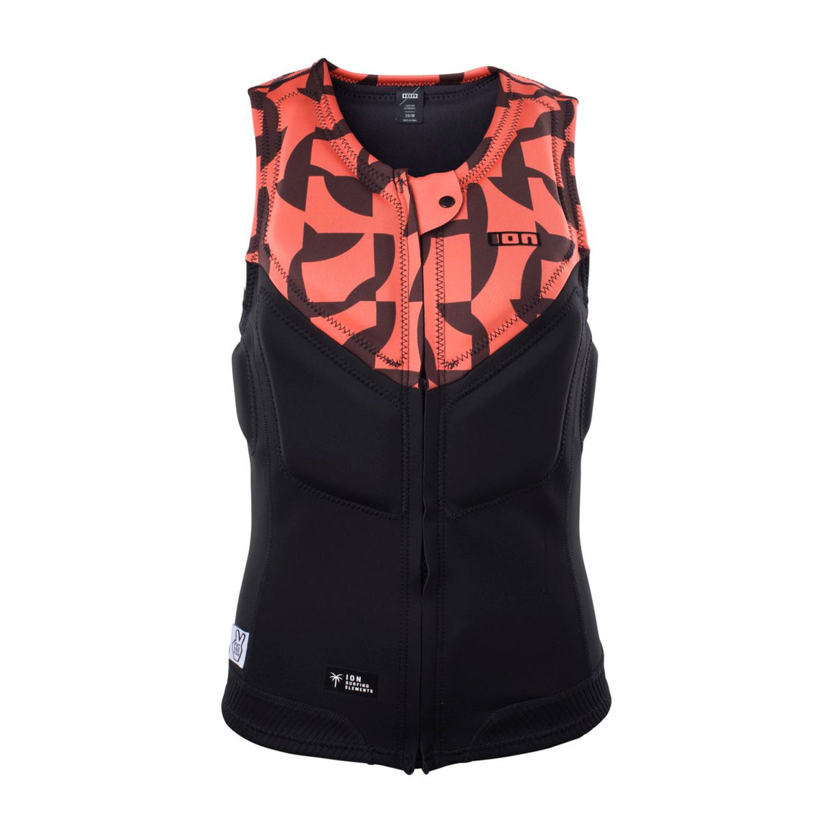 ION Ivy Weste Front Zip 2026, schwarz-rot, Neopren, Frontreißverschluss, Vorderansicht